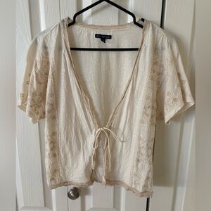 American Eagle Tie Front Embroidered T-Shirt